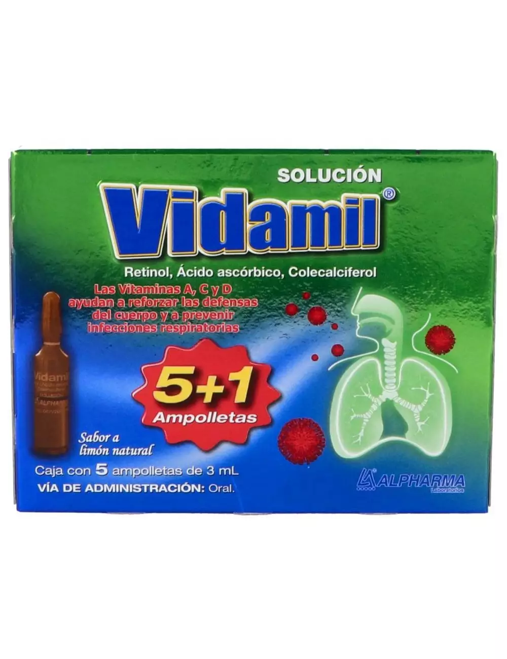 Vidamil Limón Caja Con 5 Ampolletas Orales Con 3 mL