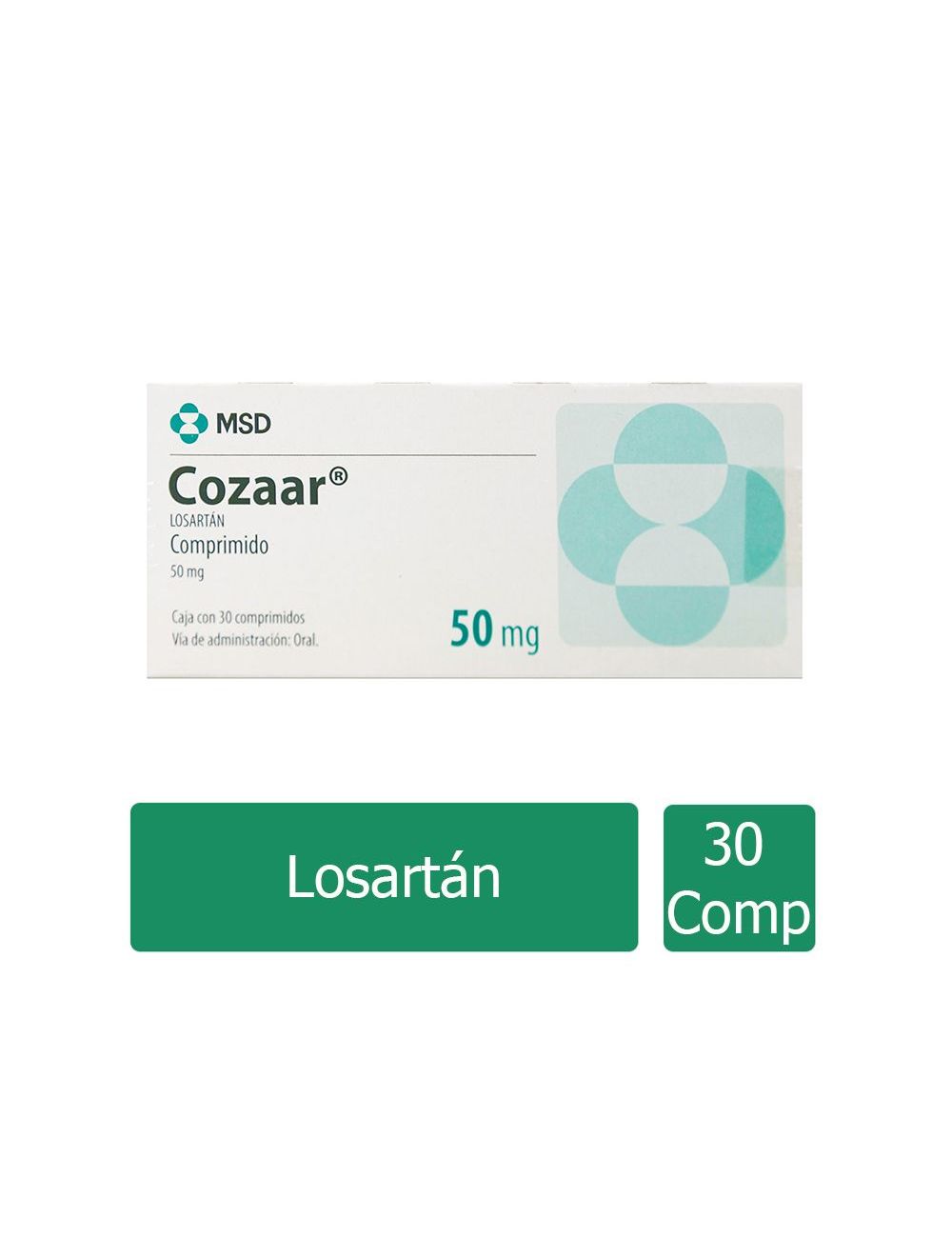Cozaar® 50 mg (Losartán) - 30 Comprimidos | Laboratorio MSD