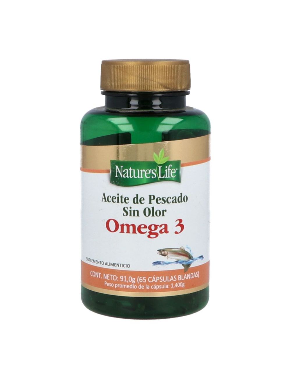 Omega 3 Aceite De Pescado Sin Olor Frasco Con 65 Cápsulas