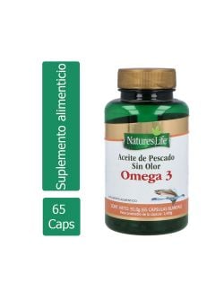 Omega 3 Aceite De Pescado Sin Olor Frasco Con 65 Cápsulas