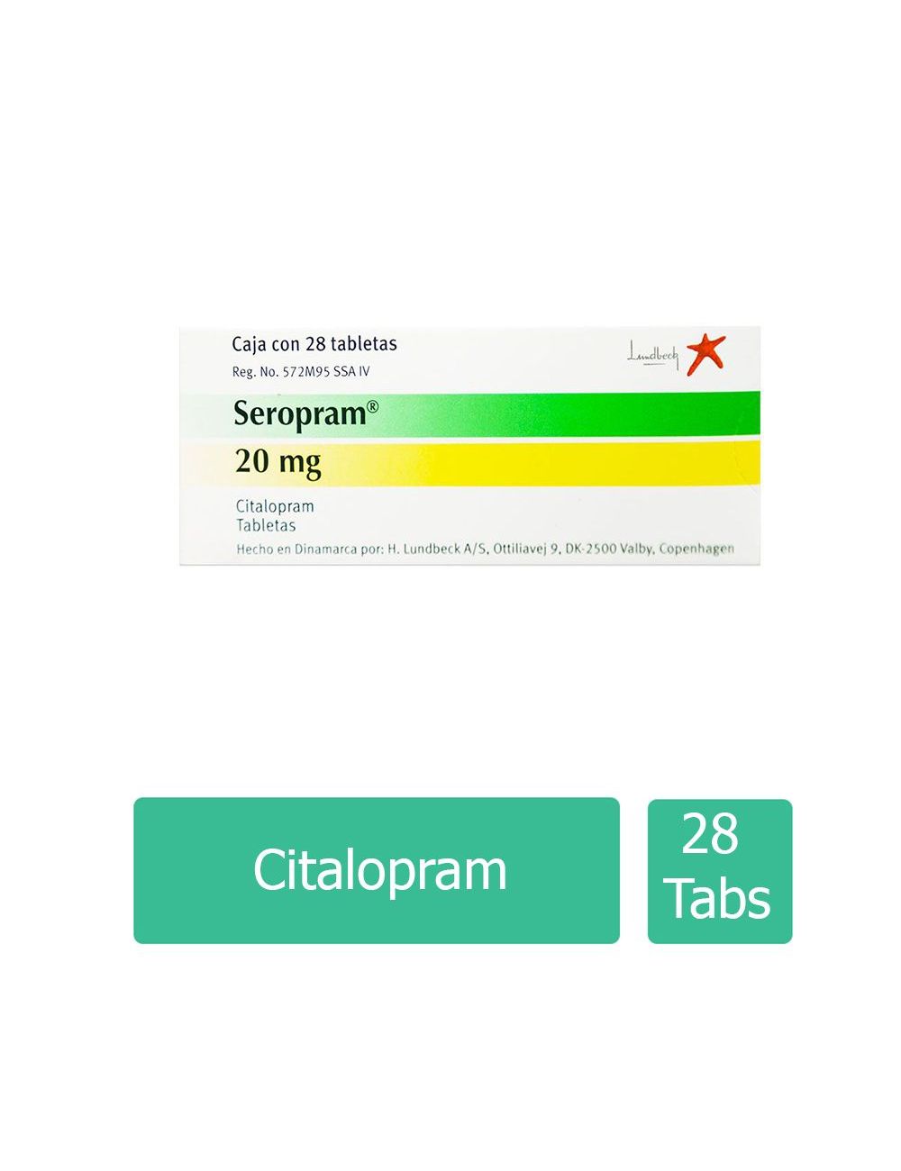 Seropram® 20 mg (Citalopram) - 28 Tabletas - Lundbeck