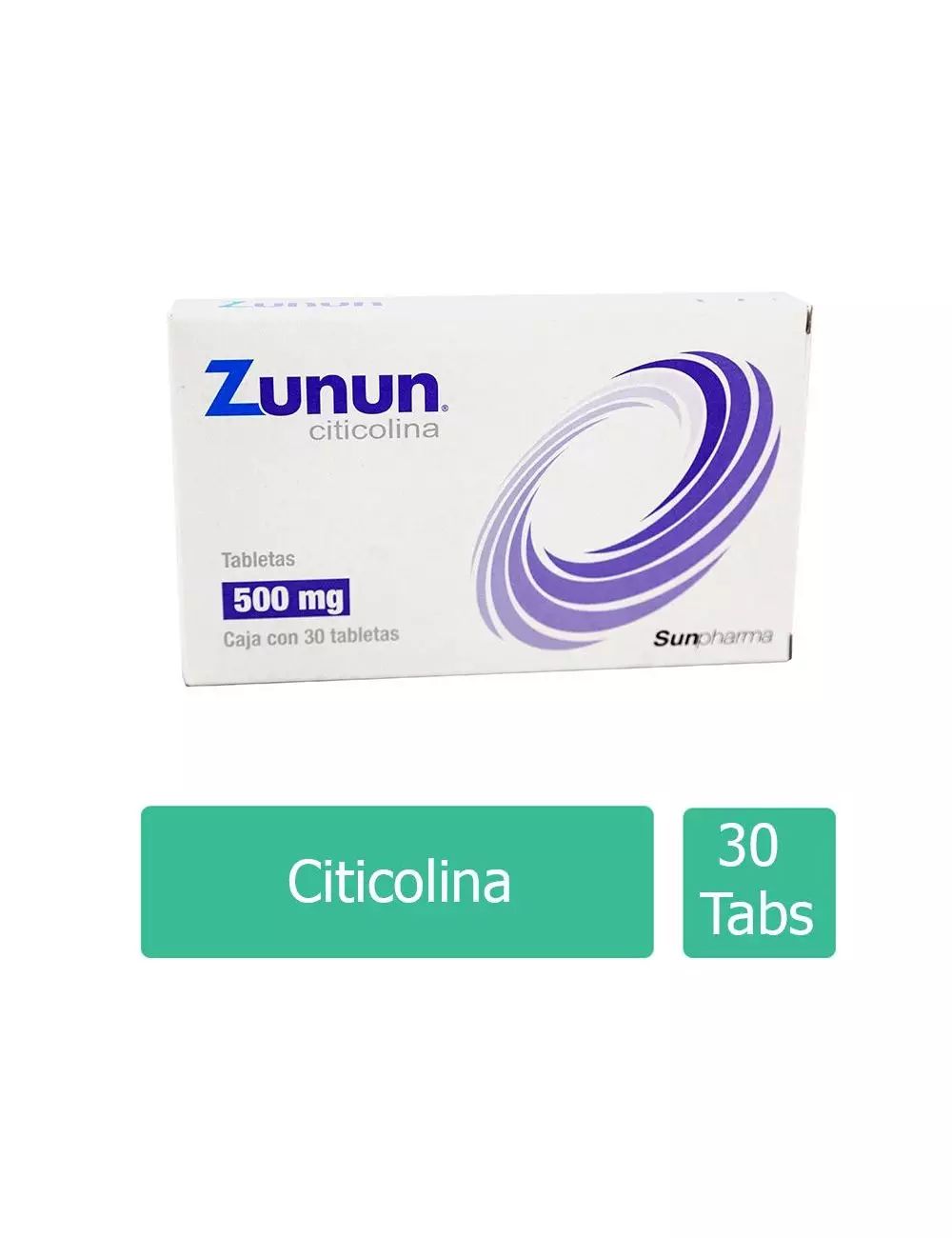 Zunun® 500 mg (Citicolina) - 30 Tabletas - Sunpharma