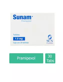 SUNAM® 1 mg - Caja con 30 tabletas | Pramipexol | Laboratorio Sun Pharma