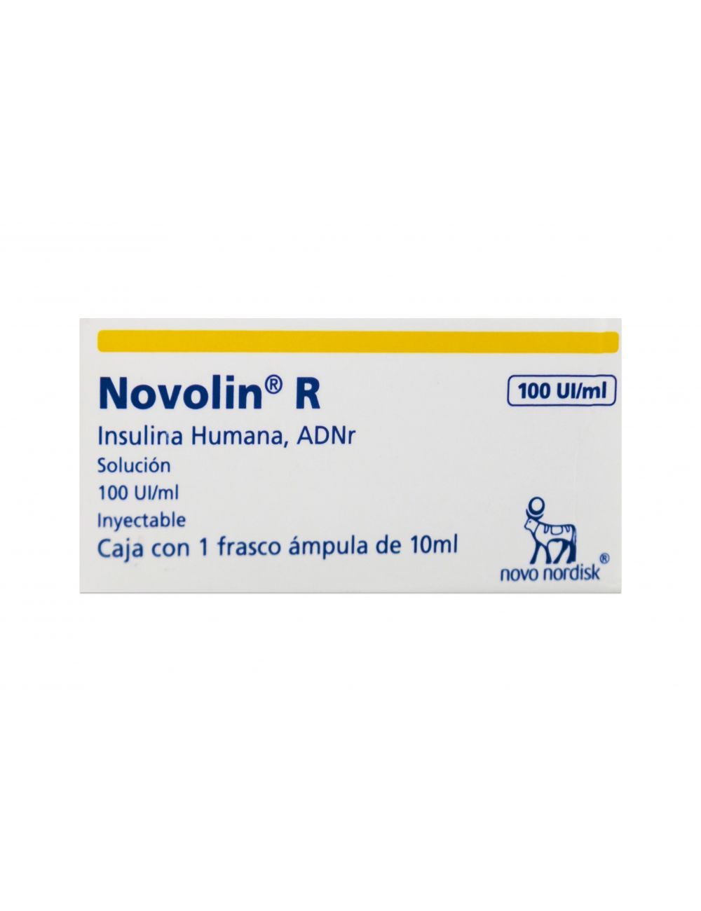 Novolin R 25 mg Caja Con  Frasco Ámpula Con 10 mL RX3