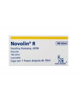 Novolin R 25 mg Caja Con  Frasco Ámpula Con 10 mL RX3
