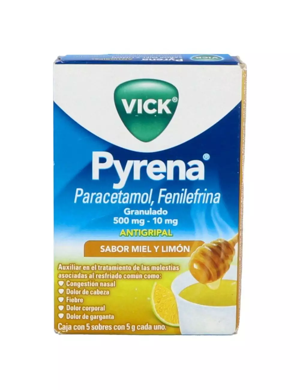 Vick Pyrena Caja Con 5 Sobres Sabor A Miel Y LImón