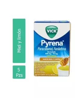 Vick Pyrena Caja Con 5 Sobres Sabor A Miel Y LImón