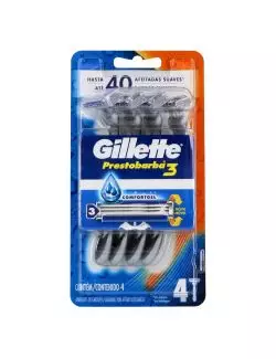 Máquina Gillette Prestobarba 3 Empaque Con 4 Unidades